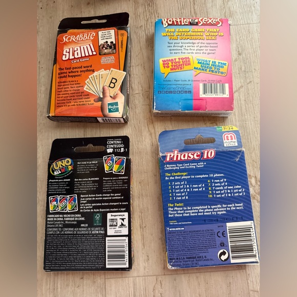 Lot of 8 family card games and trivia games Uno, Skip-Bo, Phase 10, Scrabble Sla - Picture 3 of 7